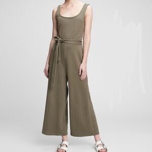 Gap Ribbed Wide Leg Olive Sleeveless Jumpsuit XXL